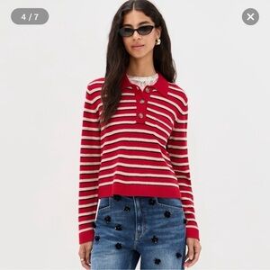 Baum Und Pferdgarten Cori Striped Polo Sweater Merino Wool Red Women’s L